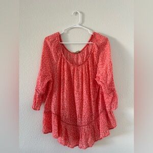 Democracy orange Ruffled Blouse Relaxed Fit